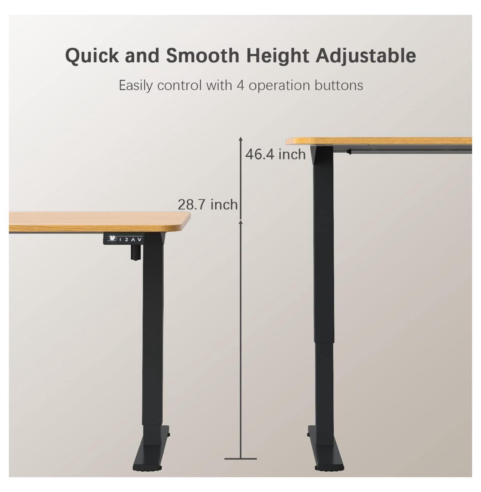 WDZS Electric Height Adjustable Standing Desk Large 48 x 24 Inches Sit Stand up Desk Home Office Computer Desk Memory Preset with T-Shaped Metal Bracket, Maple