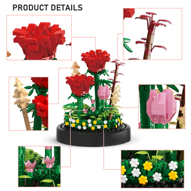 RSDHFLY Creative Bonsai Flower Bouquet Building Kit,Flower Botanical  Collection Construction Building Toy,Building Blocks Set for Adults and  Kids