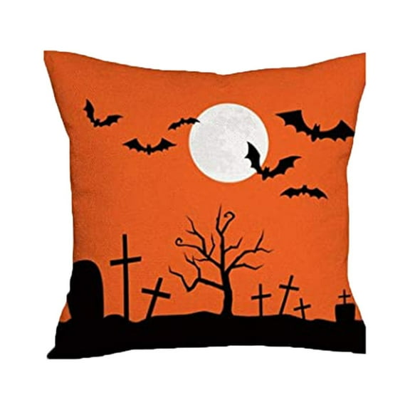 Wovilon Halloween Decorations Throw Pillow Covers (), Happy Halloween Pillow Case 18 x 18 Inches Black & Orange for Cushion Sofa Bed Outdoor Decor