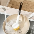 thumbnail image 4 of Hangable Pot Brush with Scraper-Long Handle Kitchen Brush for Pots,Pans & Dishes-Non-Stick Safe-White Plastic-9.84 Inch Cleaning Brush with Built-in Scraper & Ergonomic, 4 of 6