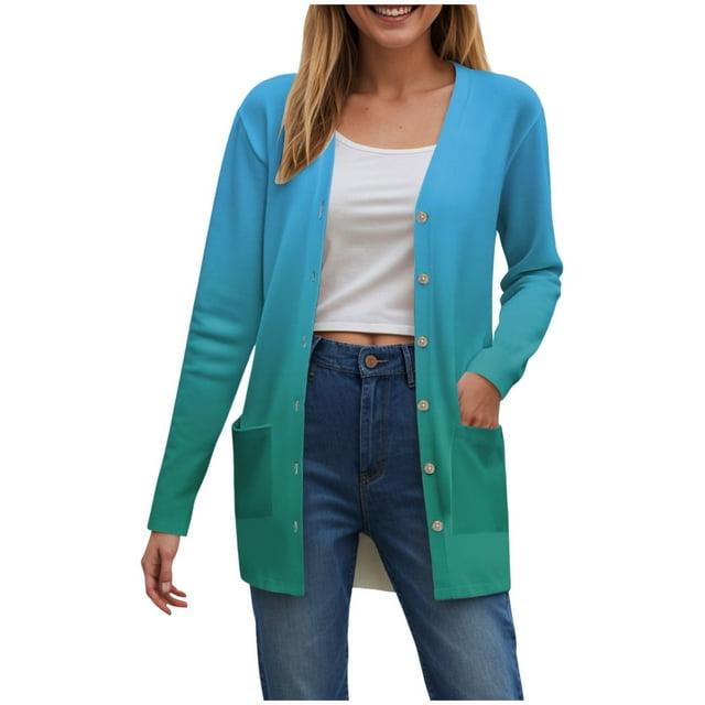 Gubotare Cardigans pour Femmes avec Poches, Décontractés, Légers, à devant Ouvert, Chandails Cardigan pour Femmes (Vert, TTG)