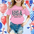 thumbnail image 2 of MIXUE Toddler Girls Tops & T-Shirts Summer Fourth Of July Independence Day Letter Print Round Neck Short Sleeve Casual Party T Shirts Activewear,Pink,4-5 Years, 2 of 4