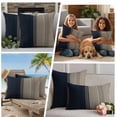 thumbnail image 5 of Navy Blue Black Stripe Outdoor Waterproof Pillow Covers, Contemporary Clean-lined Abstract Decorative Square Throw Pillowcase Sofa Cushion Sham for Patio/Couch/Chair, 24"x24" 2 Pack, 5 of 8