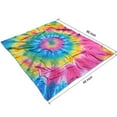 thumbnail image 4 of Rainbow Tie Dye Mandala Pattern Blanket,Comfortable Soft Flannel Throw Blanket,All Season,Warm Lightweight Blankets for Sofa Bed Couch Living Room Chair,50"x60", 4 of 4