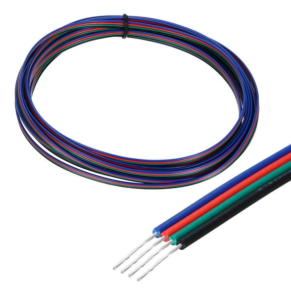 Uxcell 28 Gauge 4 Conductor Electrical Wire Tinned Copper Cable 15FT Flexible Stranded Hook-up Wire for LED Strips Lamps Residential Wiring Car Circuit