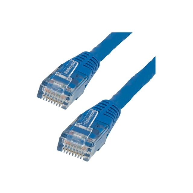 StarTech.com 8ft CAT6 Ethernet Cable, 10 Gigabit Molded RJ45 650MHz 100W PoE Patch Cord, CAT 6 10GbE UTP Network Cable with Strain Relief, Blue, Fluke Tested/Wiring is UL Certified/TIA - Category 6 - 24AWG (C6PATCH8BL) - Patch cable - RJ-45 (M) to RJ-45 (M) - 8 ft - CAT 6 - molded - blue