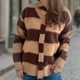 thumbnail image 2 of Caywon Women's Autumn Winter Sweater V-Neck Long Sleeve Loose Striped Knit Pullover Warm Casual Sweater Pattern Ideal for Cold Weather Daily, 2 of 7