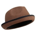 thumbnail image 4 of Big Size Paper Upbrim Fedora - Brown XL-2XL, 4 of 5