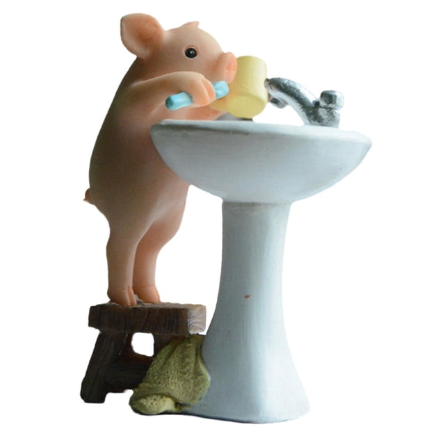 DOLITY Ornament Collectible Creative Crafts Mini Resin Gift Decorative Pig Figurine Wash Up