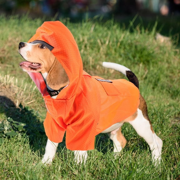 DRAFIDEEP Orange Dog Raincoat with Hood, Outdoor Safety Jacket for Pets in Rainy Weather