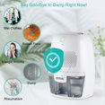 thumbnail image 3 of Energy Efficient Dehumidifier For Bathrooms, Kitchens, Closets, Bedrooms, Garages, Offices, Quiet Operation And Auto Shut Off With Removable Water Tank, 3 of 8