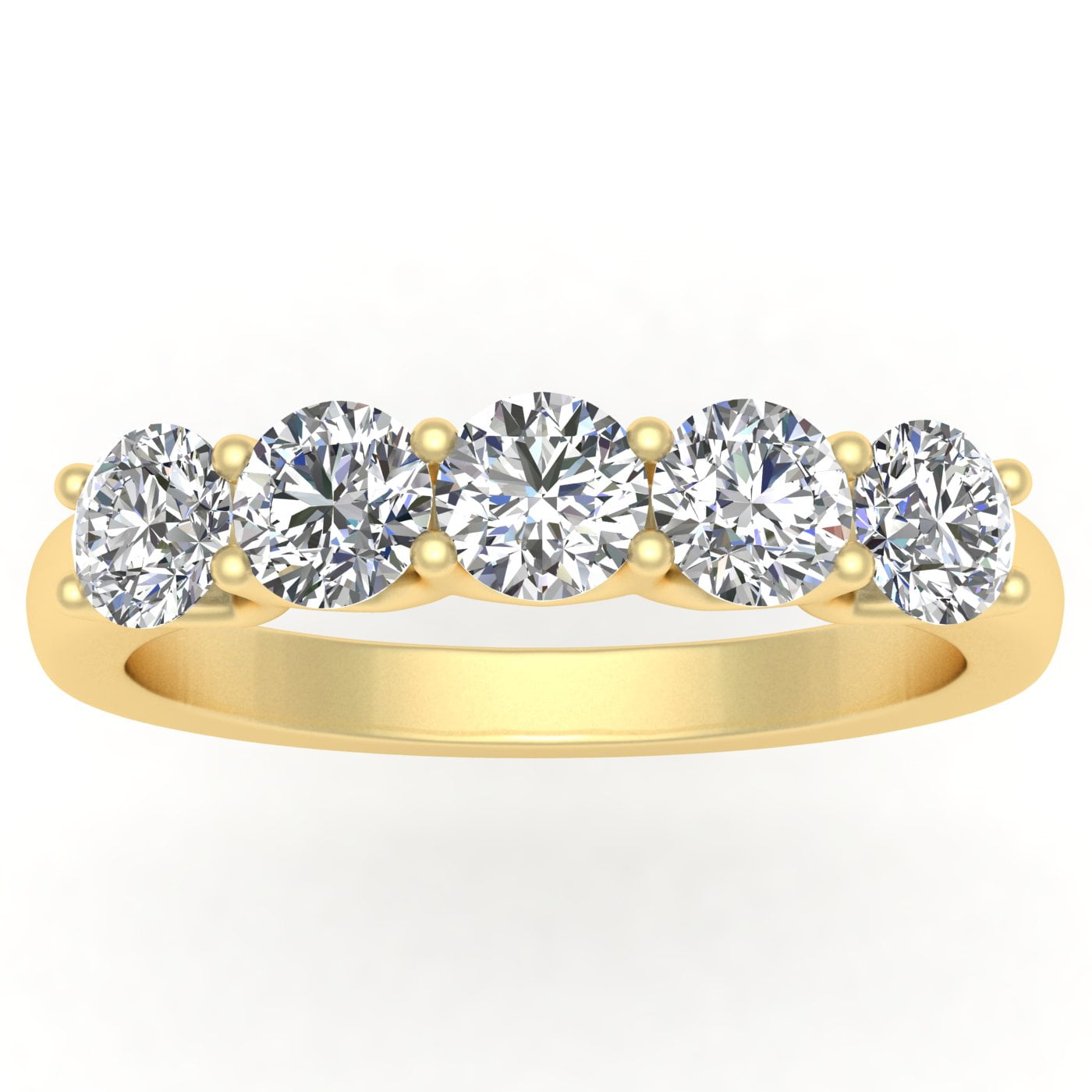 1/2 Carat TW Diamond Five Stone Ring Anniversary Band in 10k Yellow Gold (G-H, I1-I2)