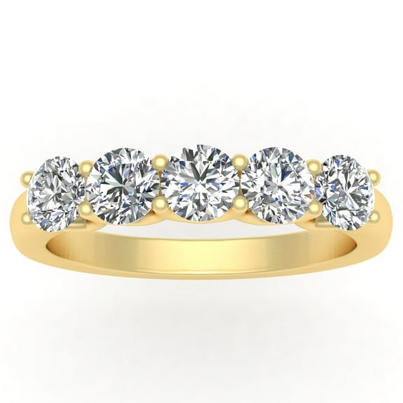 1/2 Carat TW Diamond Five Stone Ring Anniversary Band in 10k Yellow Gold (G-H, I1-I2)