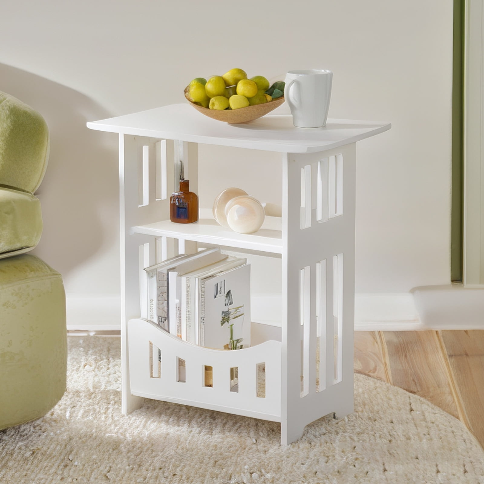 YOYTOO Bedside Table Nightstand End Table Accent Table Storage Cabinet Organizer for Bedroom Living Room White