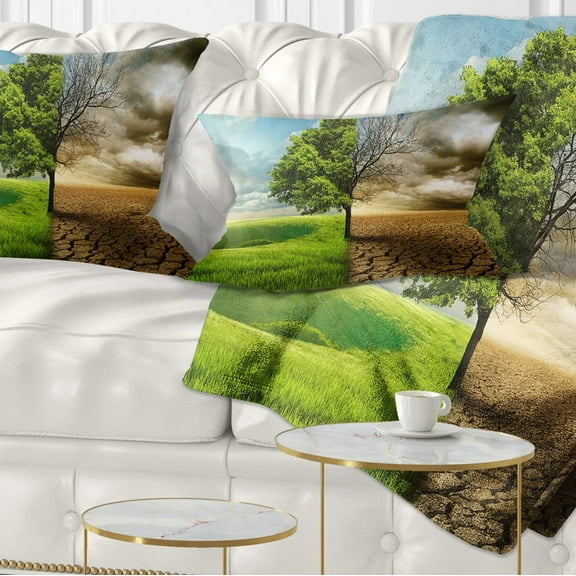 Designart Global Warming - Landscape Printed Throw Pillow - 12x20