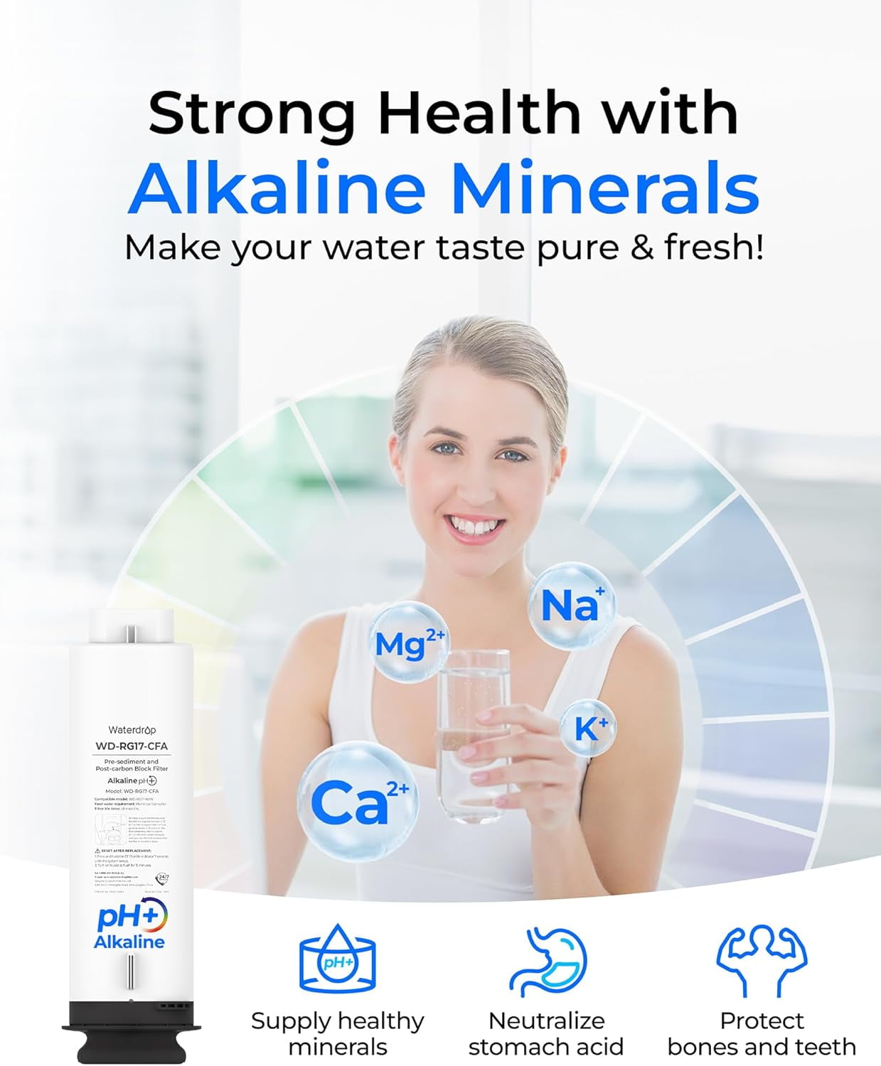 Waterdrop WD-G5P700A-CF Filter, Replacement for WD-G5P700A Undersink Reverse Osmosis System, 6-month Lifetime