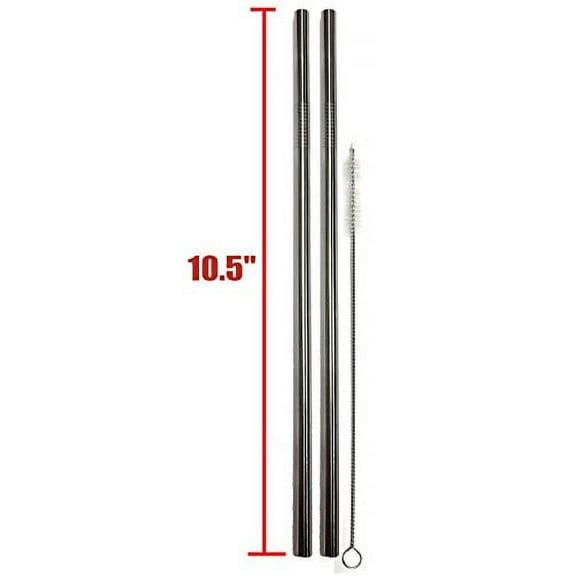 EXTRA LONG Stainless Steel Drinking Straws 10.5" Length 2 Qty - Wide Straight