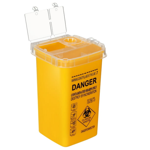 GAXIRE Caja para desechar objetos punzantes, contenedor para objetos punzantes, contenedor para almacenar suministros de tatuaje con tapa