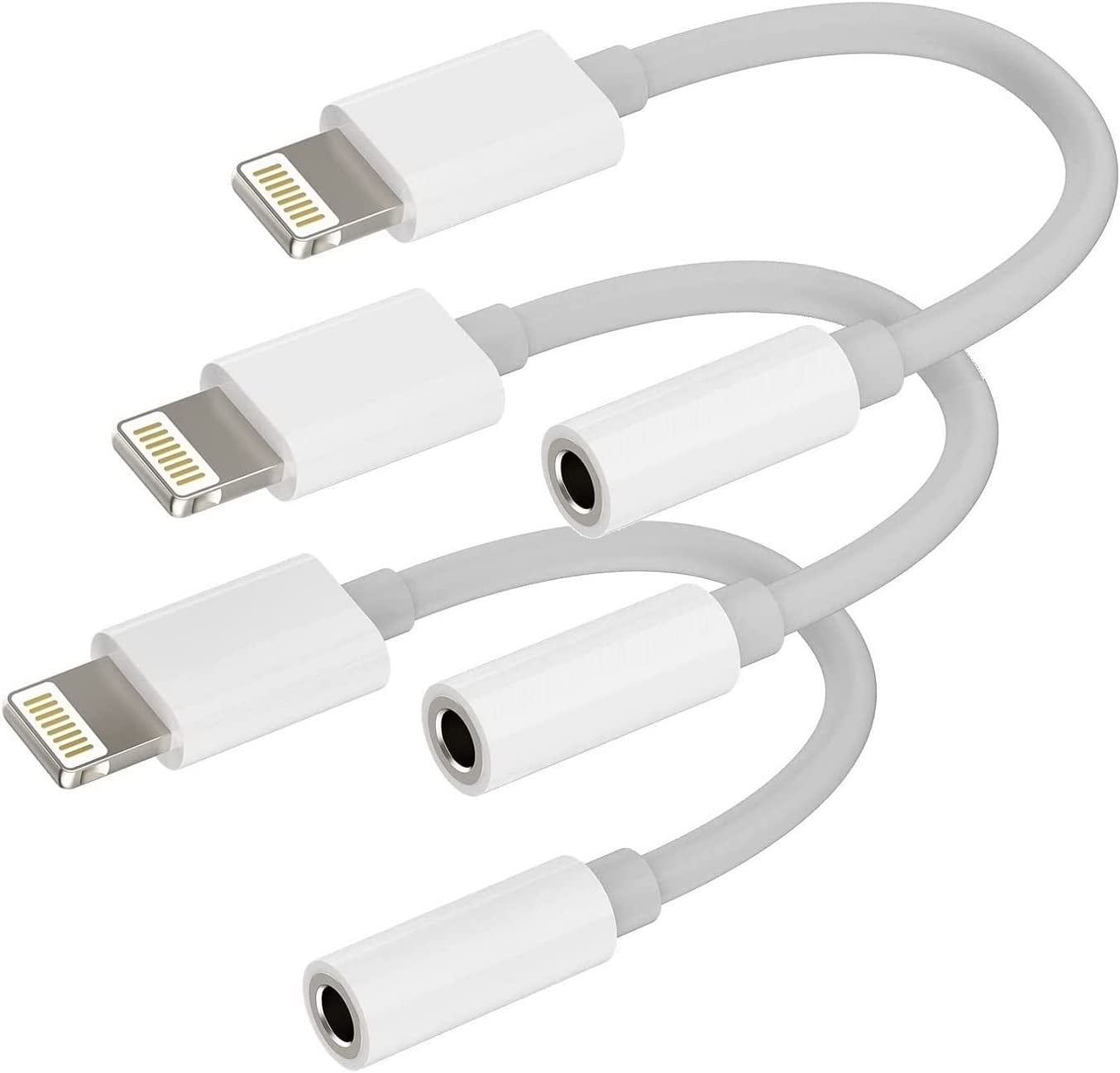 Lightning to 3.5 mm Headphone Jack Adapter, 3 Pack [Apple MFi Certified