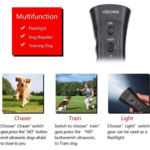 Anti Barking Device, 2020 New Dual Ultrasonic Dog Hunter Stop Barking Deterrent Devices, 3 in 1 Dog Repeller/Training Tool/LED Flashlight for Indoor and Outdoor Use