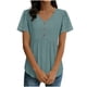 thumbnail image 1 of Camiseta de Encaje de Manga Corta de Cuello Alto para las Mujeres Muñeca de Manga Corta Botón para las Mujeres, Cintura Cinching V-Cuello de Verano Top, 1 of 9