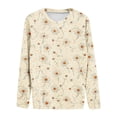 thumbnail image 3 of Uootdi Women's Nursing Oversized Long Sleeve with Zip Casual Round Neck Floral Plaid Pullover Gift Top Nursing Bras for Breastfe eding Maternity, 3 of 4