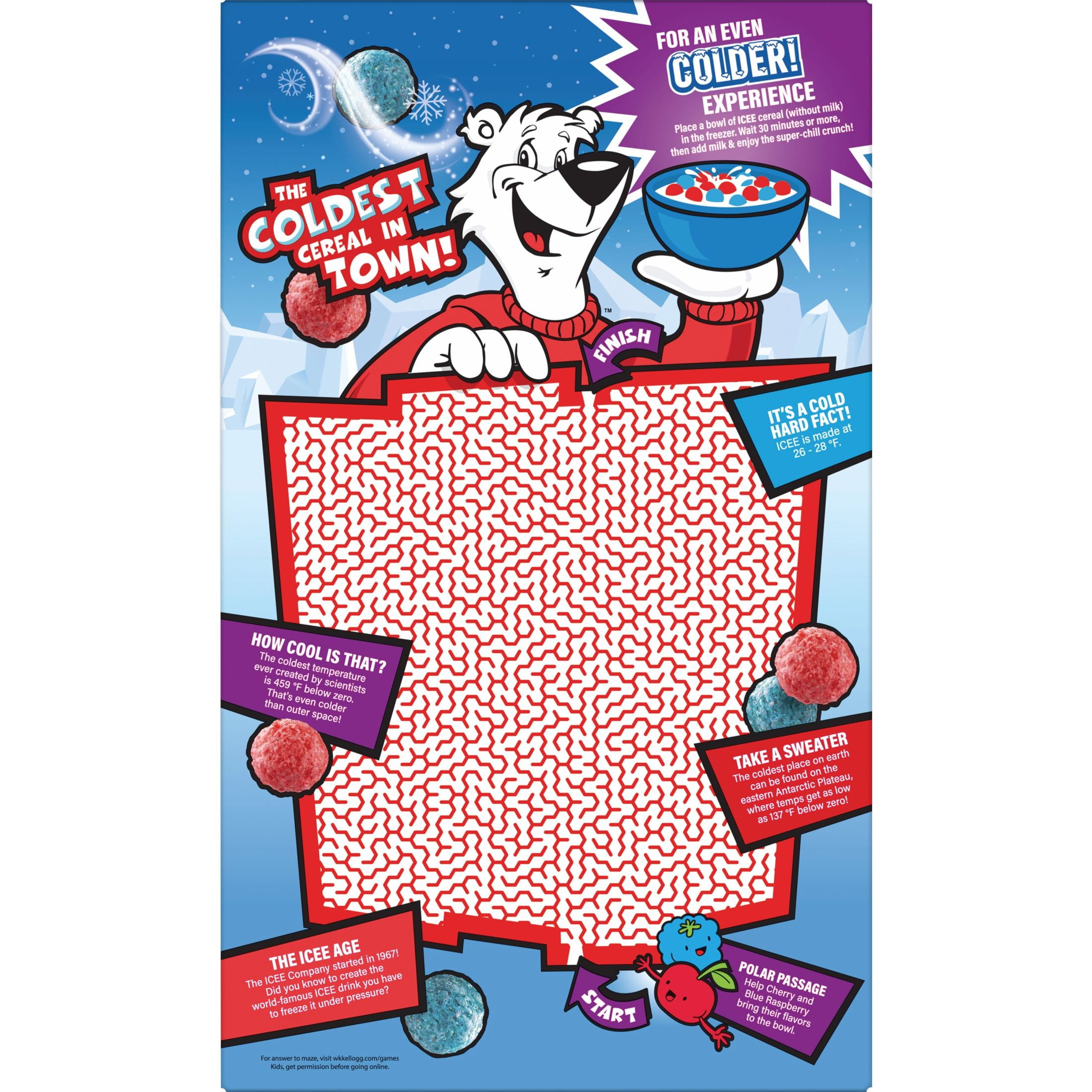 Kellogg's ICEE Breakfast Cereal, Kids Cereal, Family Breakfast, Family Size, Cherry and Blue Raspberry, 13.2oz Box (1 Box)