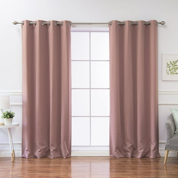 Quality Home Thermal Insulated Blackout Curtains - Stainless Steel Nickel Grommet Top - Mauve - 52"W x 63"L - (Set of 2 Panels)