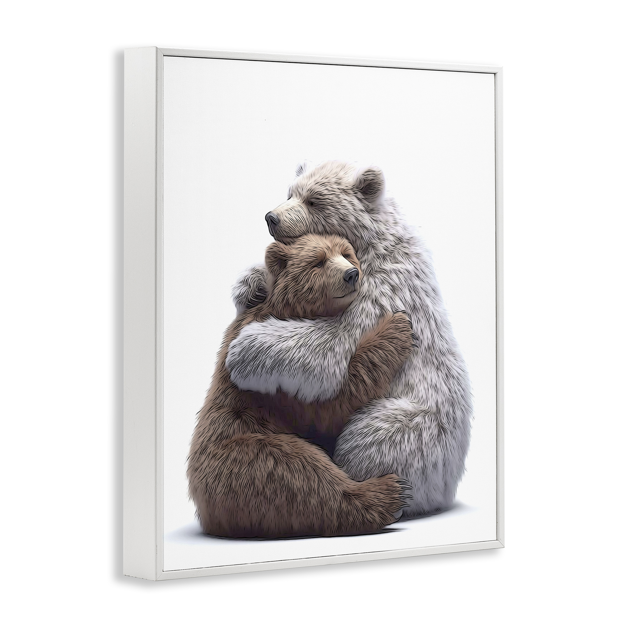 Stupell Industries Hugging Bear Pair Animals & Insects Painting White Framed Art Print Wall Art, 11 x 14