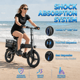 thumbnail image 5 of 14 inch Foldable Electric Bicycle, 500W Adult Commuter Electric Bike with Basket, Max Speed 19.9 mph, 36V 12AH Battery for Commuting, 5 of 11