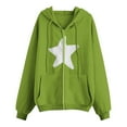 thumbnail image 5 of Xudanell Zip up Hoodie Women Baggy Sweatshirts Solid Color Stars Hoodies Plus Size Gym Clothes for Women Green XXL, 5 of 5