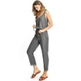 thumbnail image 2 of Love Stitch Women's Comfortable Chambray Slouchy Lounge Jumpsuit (Ash Black, Small), 2 of 5