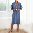thumbnail image 6 of Men's Robe Belted Short Sleeve Bathrobe Lighteright Summer Soft Robe for Spa Sleep Bath Wear Blue L, 6 of 9