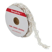 Simplicity Trim, Cream 1/2 inch Braid with Pearls Trim Great for Apparel, Home Decorating, and Crafts, 3 Yards, 1 Each