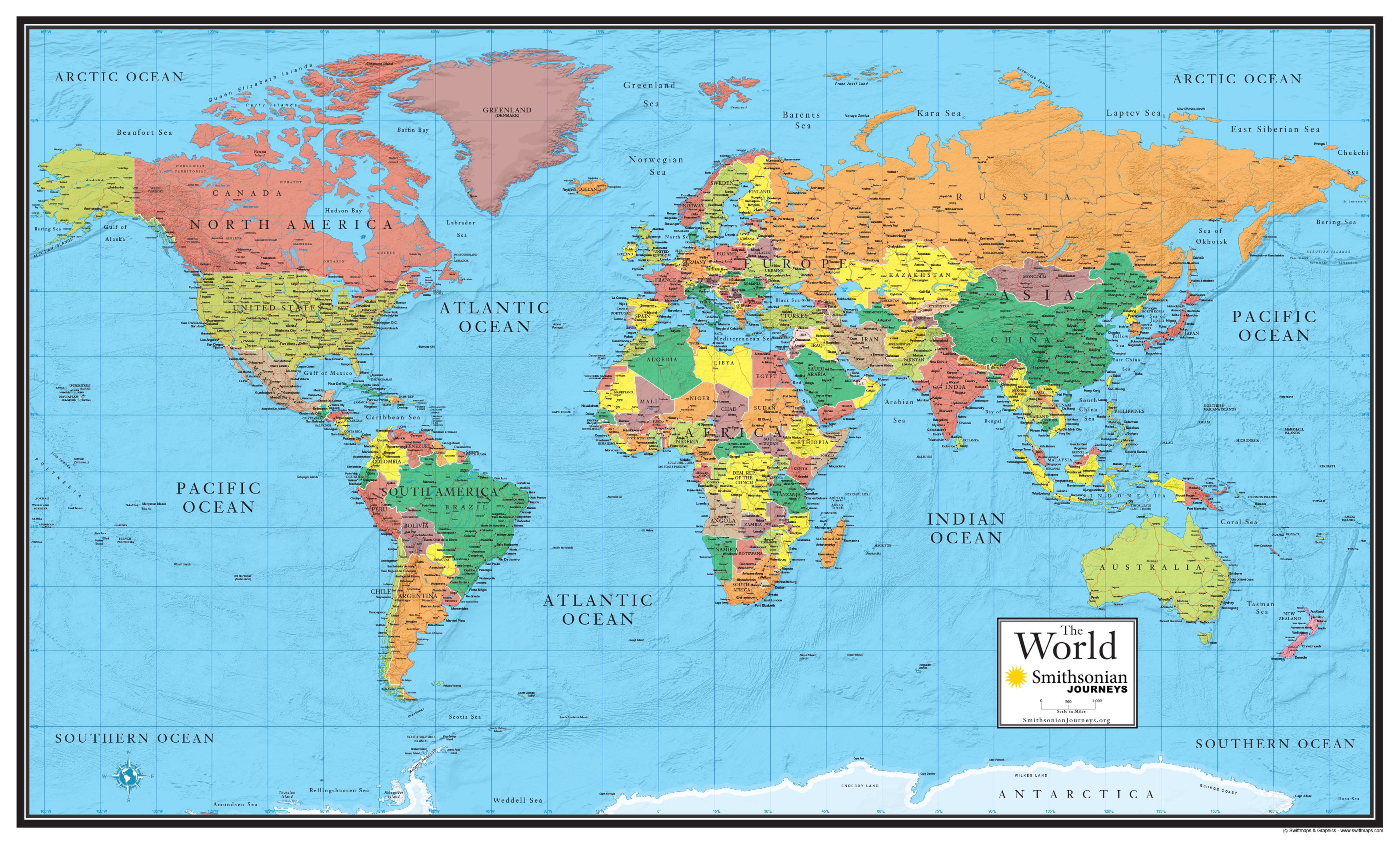 Mega-Map Of The World Full Lamination Giant World Map 78 x 48 Maps International 