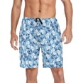 thumbnail image 6 of Vintage Floral Pattern Small White Flower On Trend Blue Mens Pajama Pants Shorts Sleepwear Lounge Men's Pajama Bottoms Gift for Family, 6 of 7