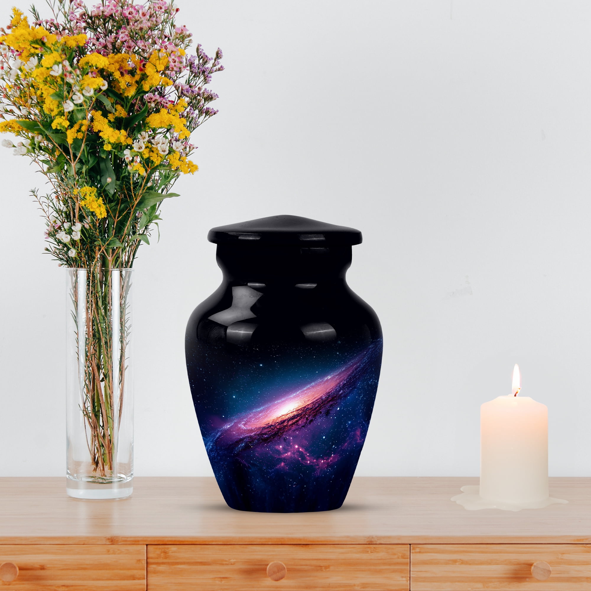 MUKTIVE Galaxy Cremation Urns for Human Ashes Adult Man 3 Inch, Small keepsake Urn for Ashes Adult Male, Decorative Black Urns for Memorial, Funeral Urn for Dad for Burial