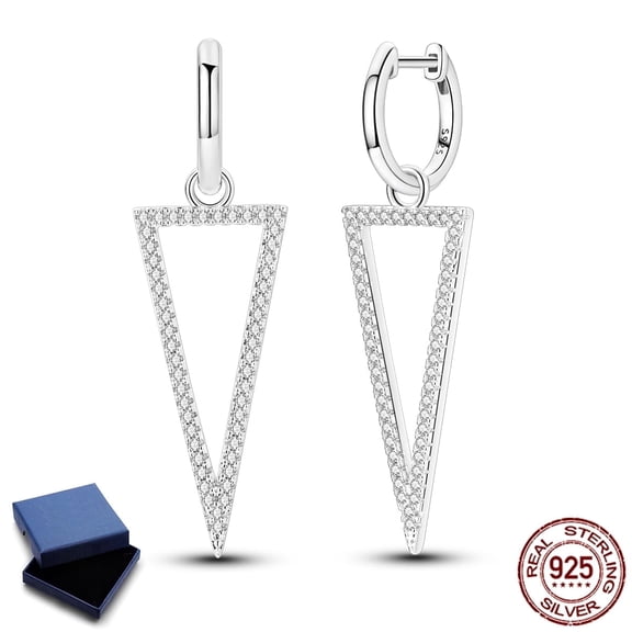 NARMO 925 Sterling Silver Triangular Snake Bone Pattern Hoop Earrings, Sparkling AAA CZ Women's Jewelry Gift for Her