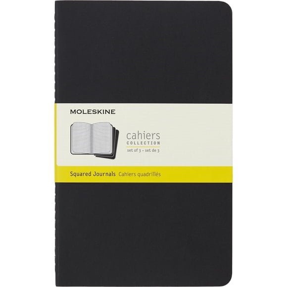 Cuaderno Moleskine de tapa blanda, grande, cuadrado, negro, x3