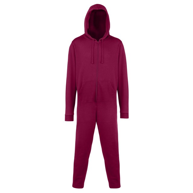 Comfy Co - Mono / Pijama de una Pieza Liso con Capucha Unisex (280 GSM) (Burdeos)