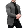 thumbnail image 2 of Manxivoo Cardigan Sweaters for Men Fashion Casual Men's Cardigan Long Sleeved Loose Solid Color Pocket Button Slim Fitting Men's Autumn and Winter New Sweater Mens Cardigan Grey1, 2 of 4
