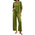 thumbnail image 3 of CQXIDFH Pjs Sets for Women Plus Size Sleepwear Set with Built-in Support Short Sleeve Top with Long Pants Loose Fit Lounge Sets Sleepwear, 3 of 9