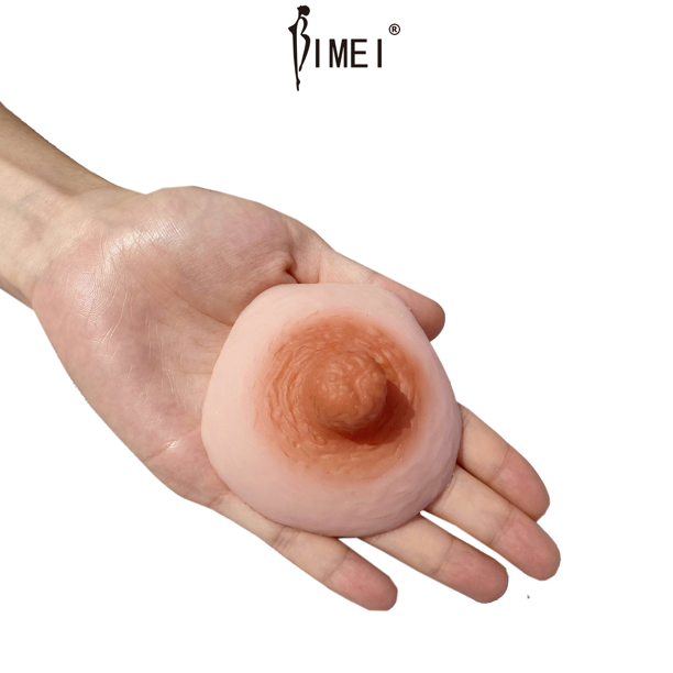 BIMEI Silicone Prosthetic Nipples, Large Stick Coverings, Pre-Adhesive,  Reusable, Washable, No. 9, Beige+Pink (1 pair)