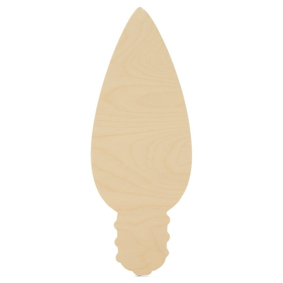 Wood Lightbulb Cutout 12-inch x 4-1/4-inch, Pack of 25 Unfinished Wooden Cutouts for Christmas Decor and Craft, by Woodpeckers