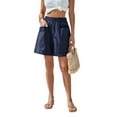 thumbnail image 4 of Gvmfive Women Elastic Waist Pockets Loose Shorts Summer Casual Cotton Beach Shorts, 4 of 5