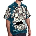 thumbnail image 2 of Tiny teeth Men's Short Sleeve Spread Collar Beach Shirts Casual Printed Button Down Unisex Summer Tops, 2 of 6