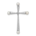 thumbnail image 1 of FB Jewels Sterling Silver Rhod Plated Diamond FW Cultured Pearl Cross Pendant, 1 of 2