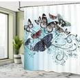 thumbnail image 4 of Ambesonne Butterfly Shower Curtain, Monarch Butterfly Pattern, 69"Wx84"L, Aqua Ivory, 4 of 4