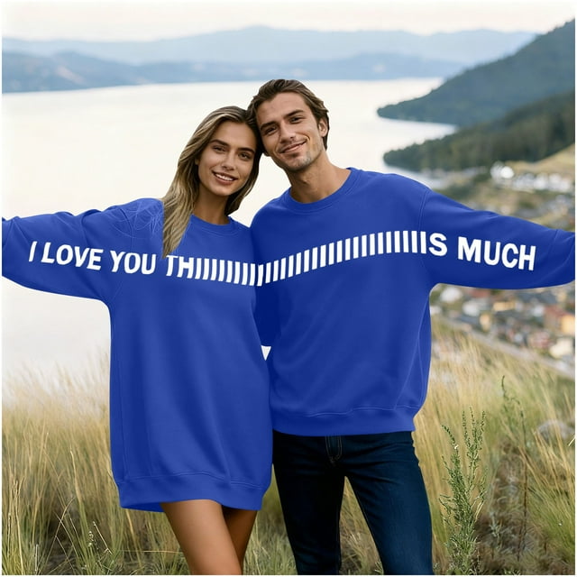 Elvqul Chandails Molletonnés à Enfiler pour Femmes Chemises Vacances Col Rond Graphique Saint-Valentin Manches Longues Chandails Molletonnés pour Femmes et Hommes Mode