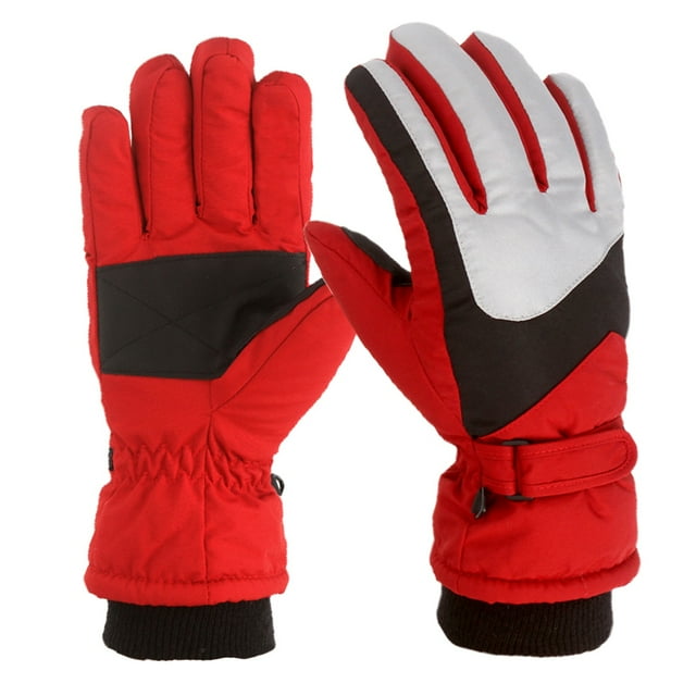 MIASHUI Gants d'Hiver pour Enfants Temps Froid Extérieur Planche à Neige Ski Gants de Neige pour Garçons Filles, Rouge, m